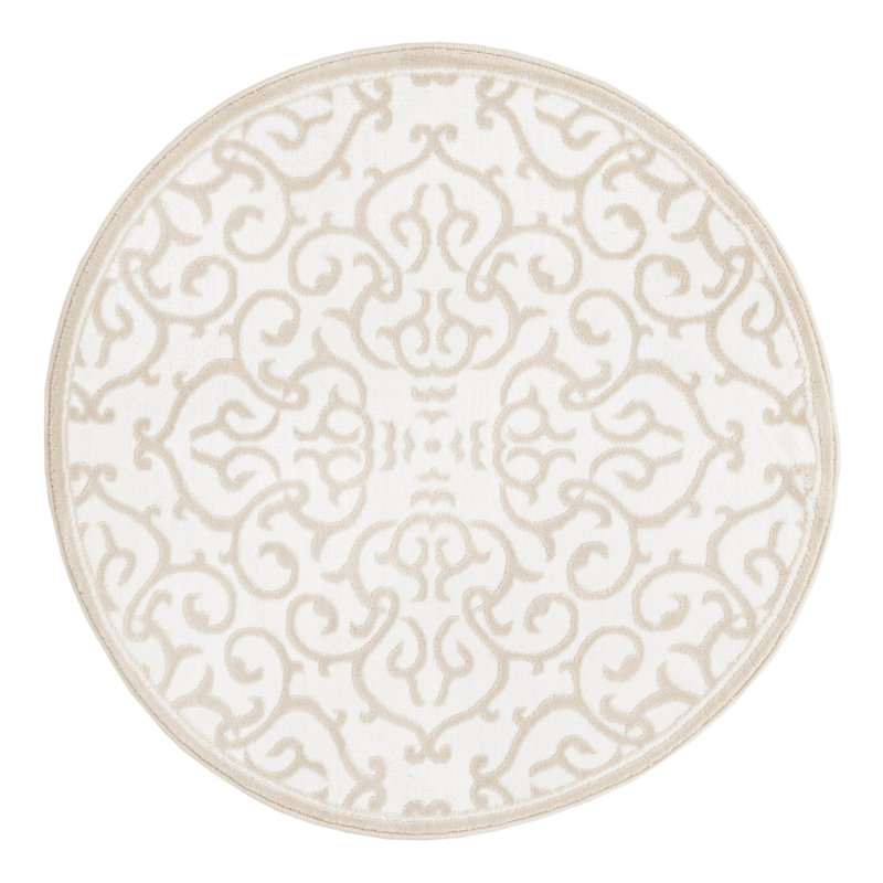 Tapis blanc / beige Anah, Rond 3 pi 3 po