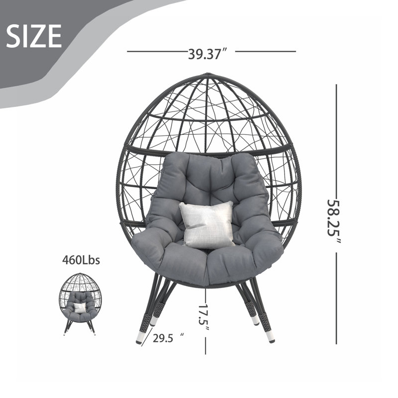 Fauteuil surdimensionné en osier Dakota Fields, Gris
