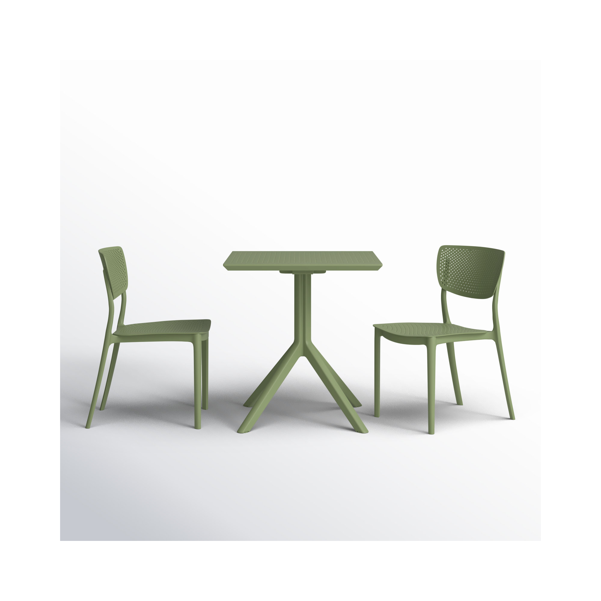Farrah 31" Square 2-Person Bistro Set, Olive Green, 27.5" D x 27.5" W x 29.5" H