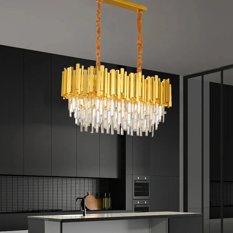 10 - Light Chandelier, Length 80cm, Gold