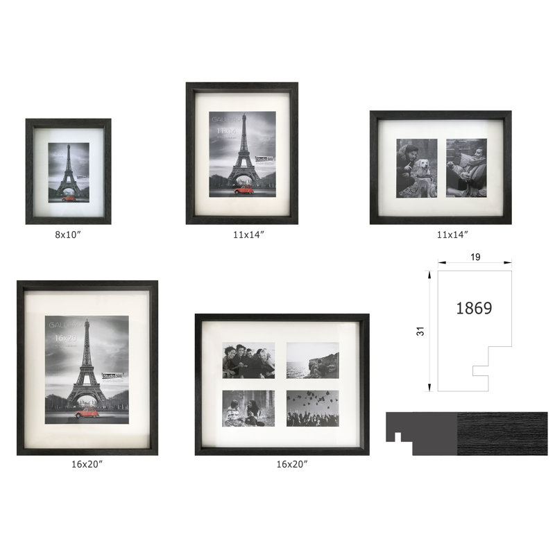 Beveled Picture Frame - Set of 4 with Mat