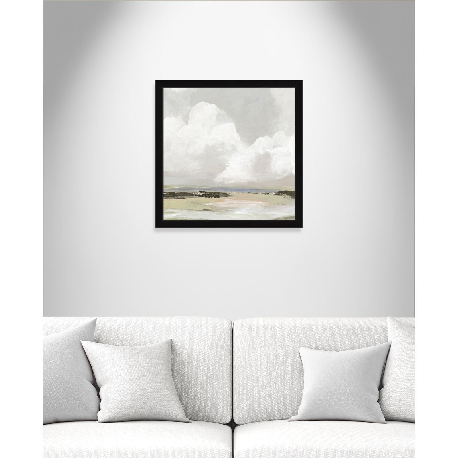 Soft Clouds - Picture Frame Painting Print, 24.5" H x 24.5" W x 1.12" D, Black Framed