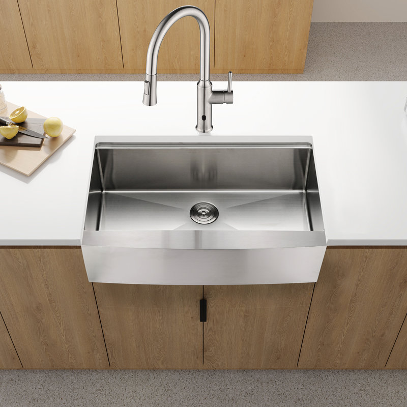 Apron Single Bowl Stainless Steel Sink Workstation - 33X22x10" T304 Endurance 3Mm Sound Absorbing Pad X Groove Draining Advantage With Resistance Capacity