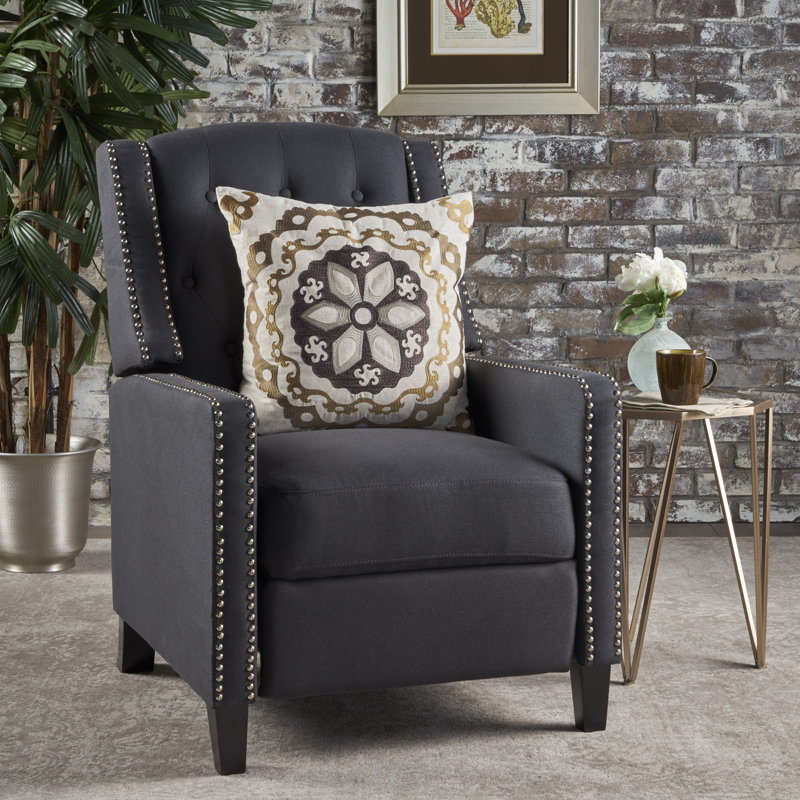 Heidegret Upholstered Recliner, Dark Charcoal 100% Polyester