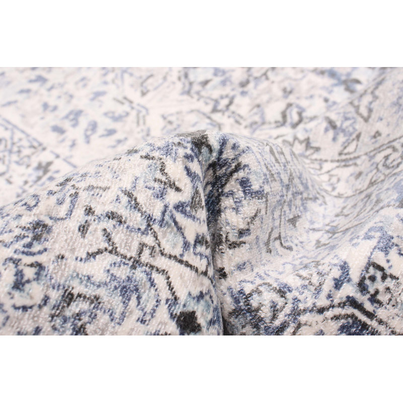 Tapis bleu ardoise nouvel âge 7 pi 9 po x 9 pi 9 po One-of-a-Kind