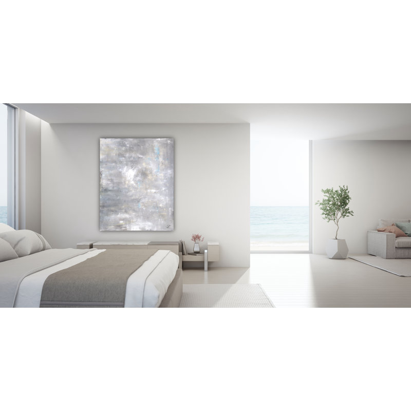 Neige tempête III - reproduction d'art sur toile, H 26 po x l 22 po x P 2 po, Cadre flottant brun