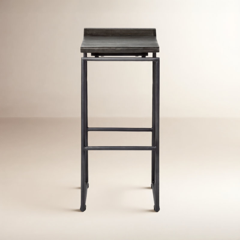 Barlow Solid Mango Wood Counter & Bar Stool, Black
