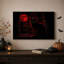 Art mural sur toile, "Chat noir à lune rouge"-1084649364