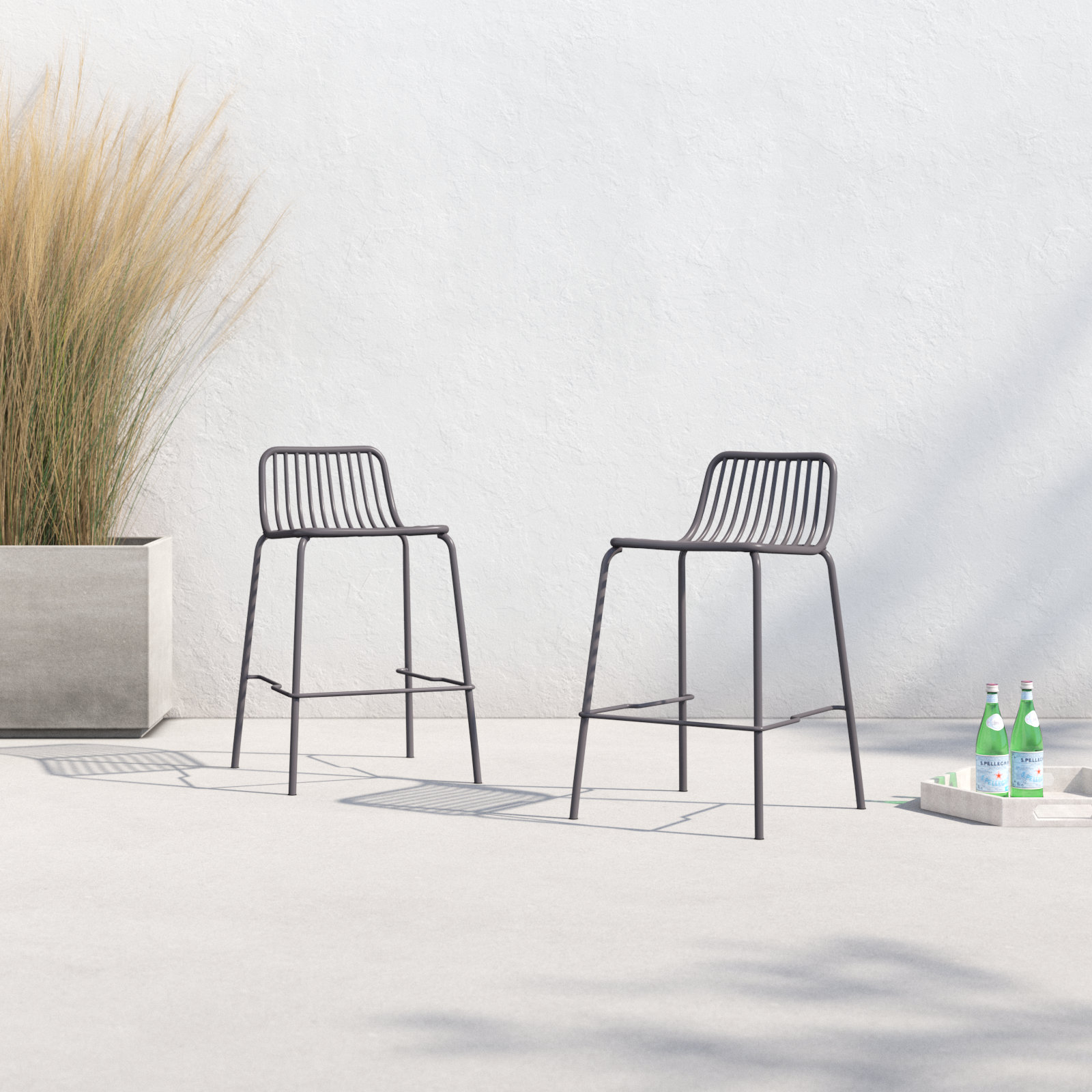 Trenton Powder Coated Steel Outdoor Stool, White, Counter Stool (25.5” Seat Height)