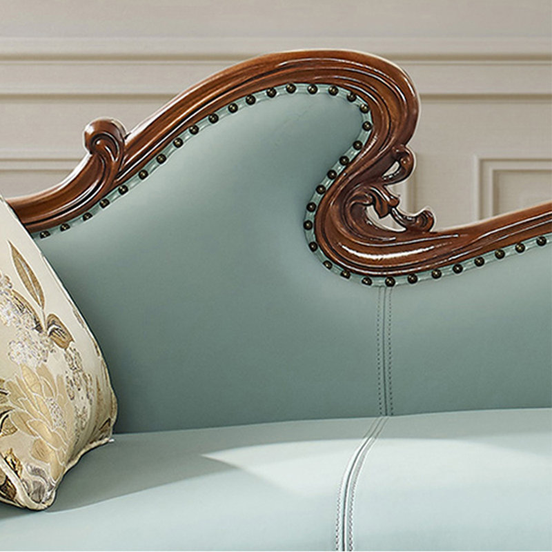 Élégante chaise longue décontractée en bois massif pour la maison, Accoudoir à gauche (vu de face)