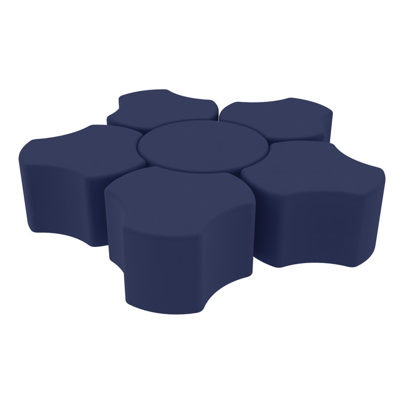 Repose-pieds rembourré Pro Series, paquet de 6, 18" H x 32.5" W x 30.5" D, Bleu marine