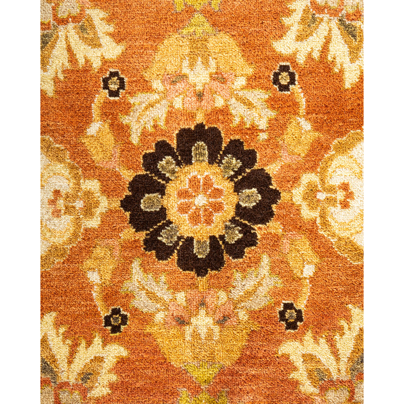Tapis traditionnel brun en laine noué à la main 11 pi 0 po x 15 pi 1 po