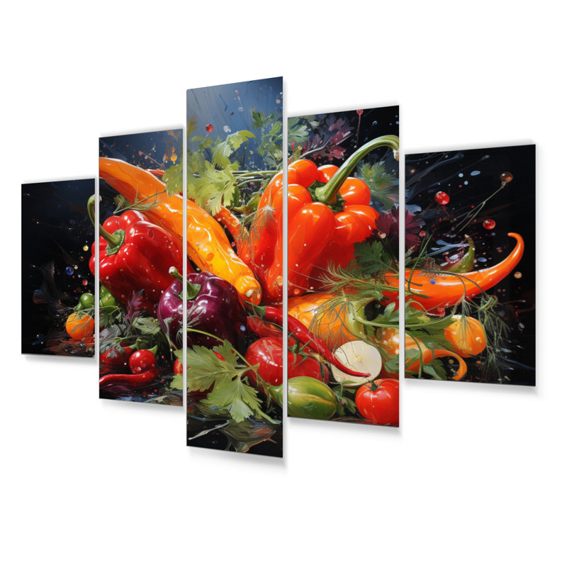 Ensemble de décoration murale piment rouge légumes et légumes