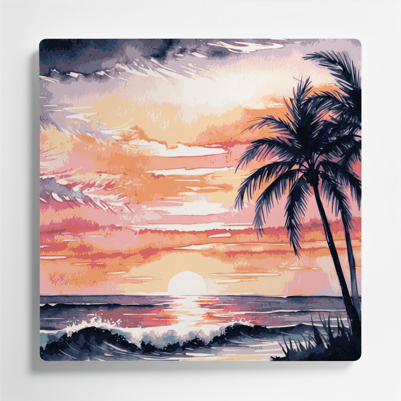 «Hawaiian Tropical Sunrise», art mural en métal beige, H 12 po x l 12 po