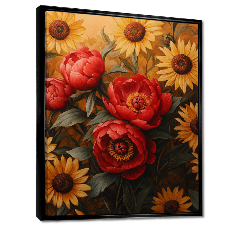 Bollitree - Art mural floral, H 32 po x l 24 po, Noir, Impression encadrée