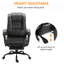 Fauteuil de bureau noir à haut dossier de massage, avec 6 points de vibration, fauteuil d'ordinateur inclinable en cuir PU, fauteuil de bureau ergonomique, avec repose-pieds réglable en hauteur et télécommande