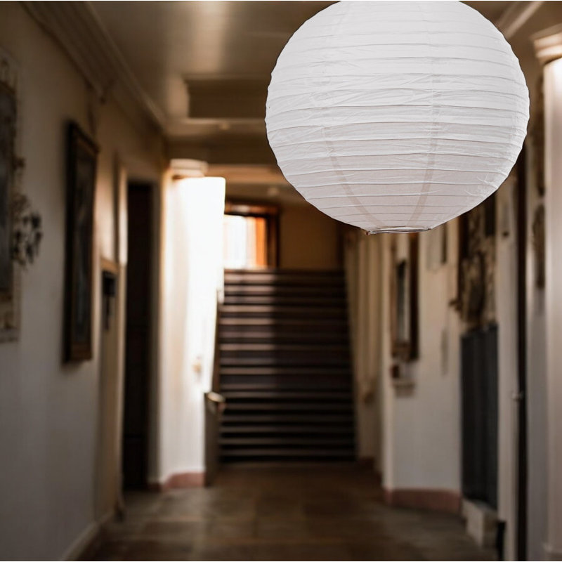 35cm H Paper Round Pendant Shade ( Clip On ), White