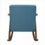 Chaise berçante rembourrée en tissu de ton bleu avec cadre en bois massif noyer foncé-254827791