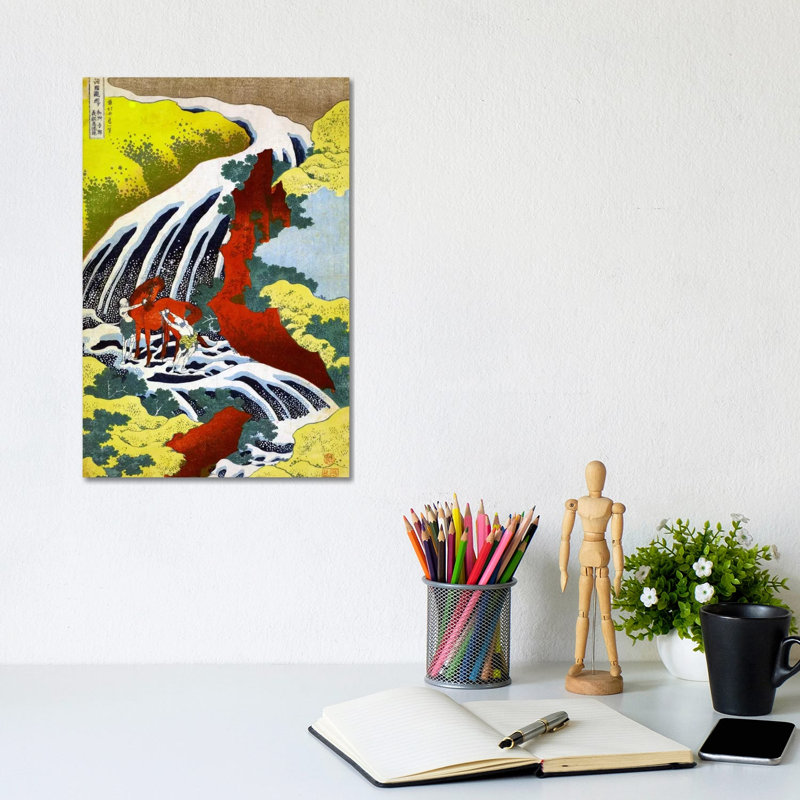Yoshitsune Falls by Katsushika Hokusai - Wrapped Canvas Print, 20.32 cm H x 30.48 cm W