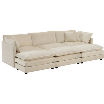 Canapé modulaire 6 places avec 3 repose-pieds et tissu modulaire respirant beige
