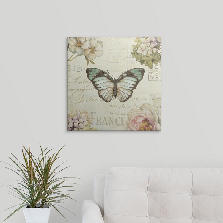 « marche aux fleurs papillon ii » par lisa audit, impression, H 12 po x l 12 po x P 1,5 po, Toile