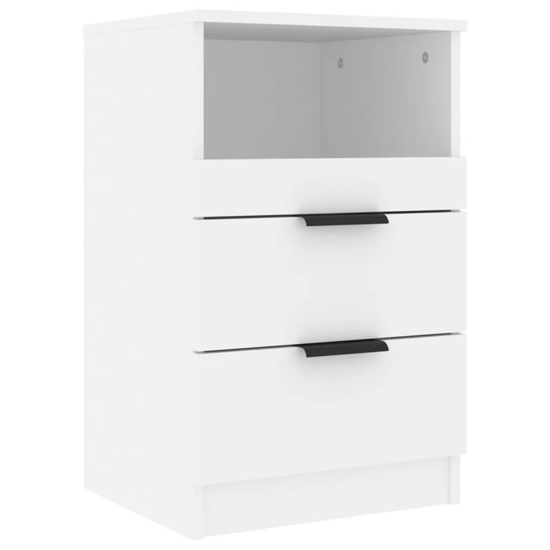 40cm W Manufactured Wood Bedside Table, White, Individual