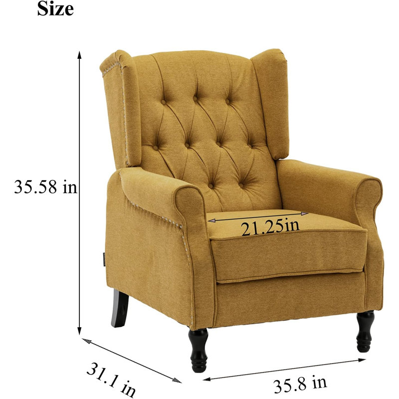 Crister Upholstered Wingback Chair, Yellow Velvet