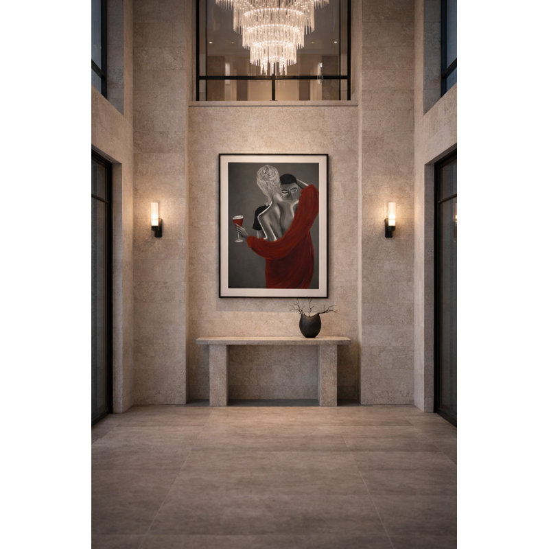 Crimson Vow Framed Canvas Wall Art by Kasian Art Studio - Black Frame, White