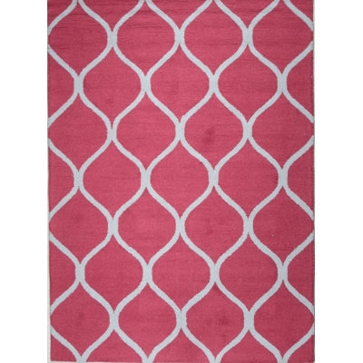 Hand Tufted Wool Area Rug in Pink