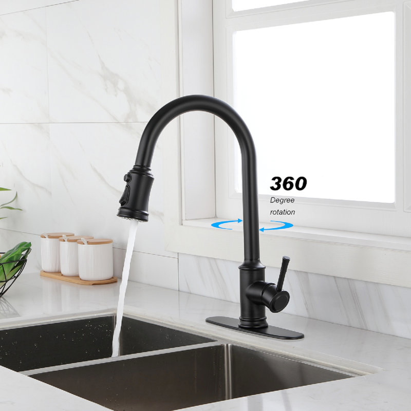 Stainless Steel Matte Black Pull Down Touch Kitchen Faucet, Function For Instant Water, 360 Rotating High Nozzle, Single Lever Water Management, Corrosion Finish, Smooth Aerated Flow Faucet With Out