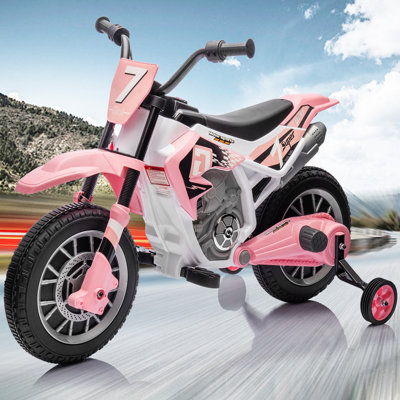 Joyldias 12v7ah Ride On Motorcycle For Kids With Bluetooth, Kids Motorcycle Dirt With Training Wheels