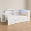 Lit plateforme en bois blanc beige, bureau de chargement avec tiroirs de rangement-1647238880-1647238910