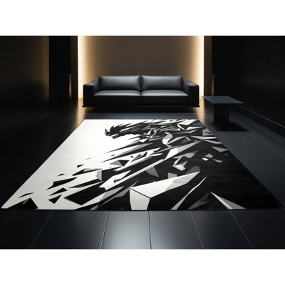 Tapis noir élégant et lavable à la machine Alan Shadow