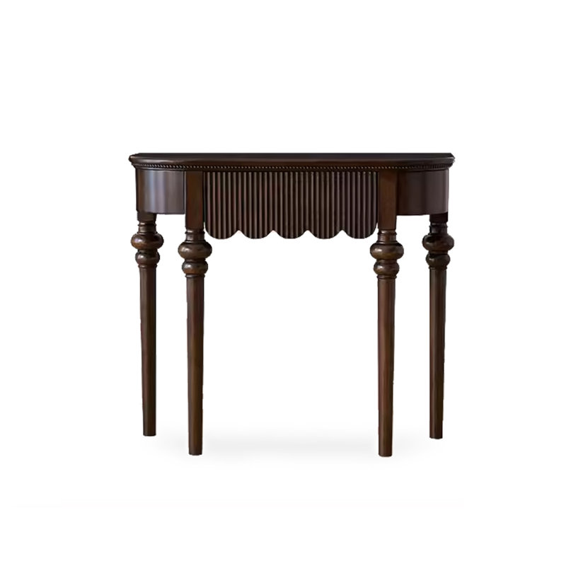 38.58" Walnut color Half Moon Solid Wood Console Table