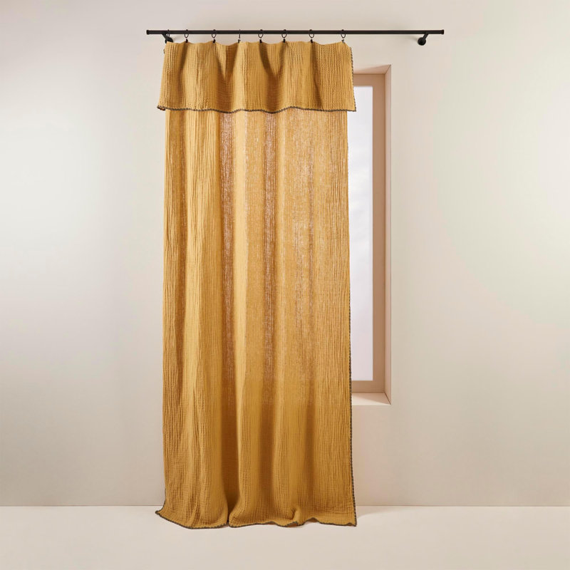 Cotton Blend Curtain Single Panel, 140 x 280cm, Yellow