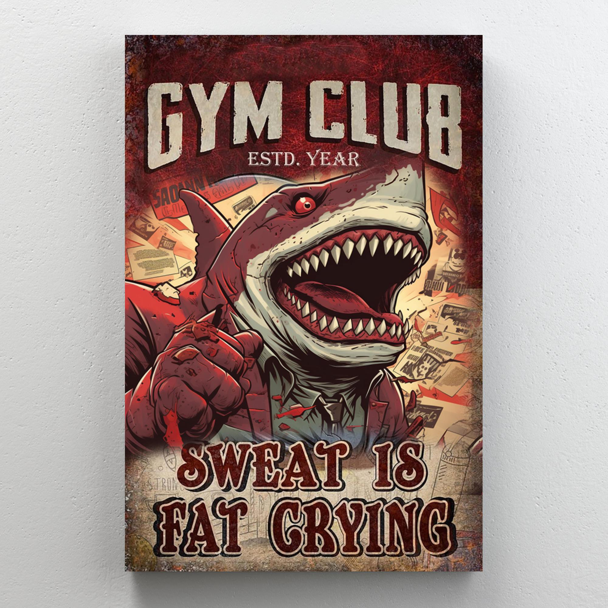 Shark Gym Club - 1 Piece Rectangle Graphic Art Pri 