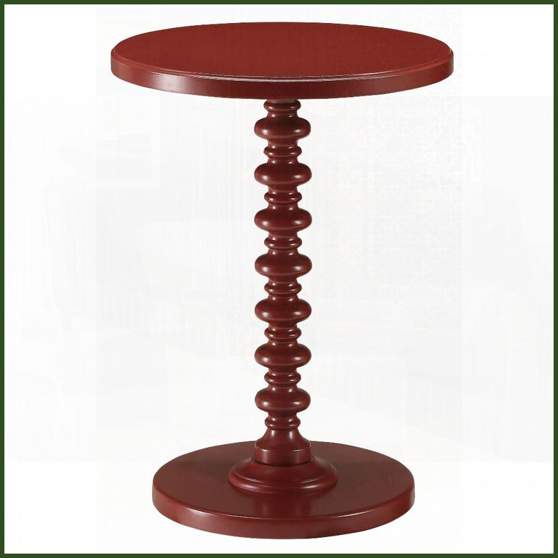 Rouge rond en bois massif & amp; Table basse en panneau de fibres à densité moyenne, piédestal traditionnel, Rouge