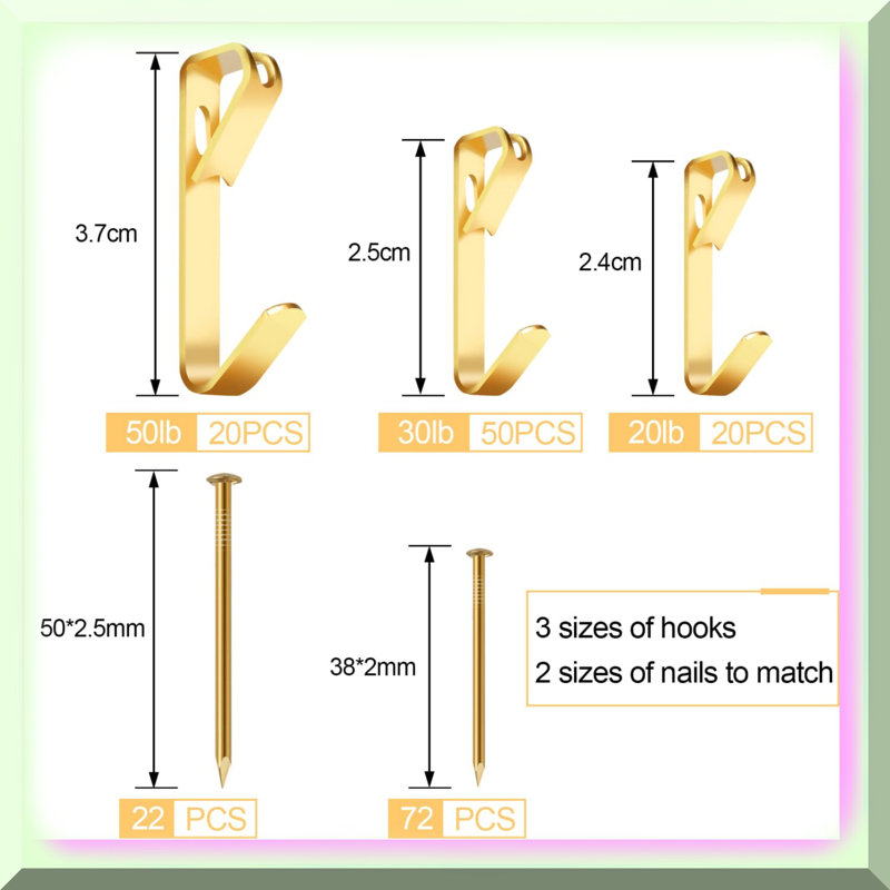 Picture Hanging Kit 184 Pieces Hooks Nails