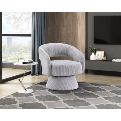 Fauteuil de bureau de luxe avec pivotant, revêtement en velours côtelé gris, rembourrage en mousse de chambre à coucher moderne en bois massif, velours côtelé, structure