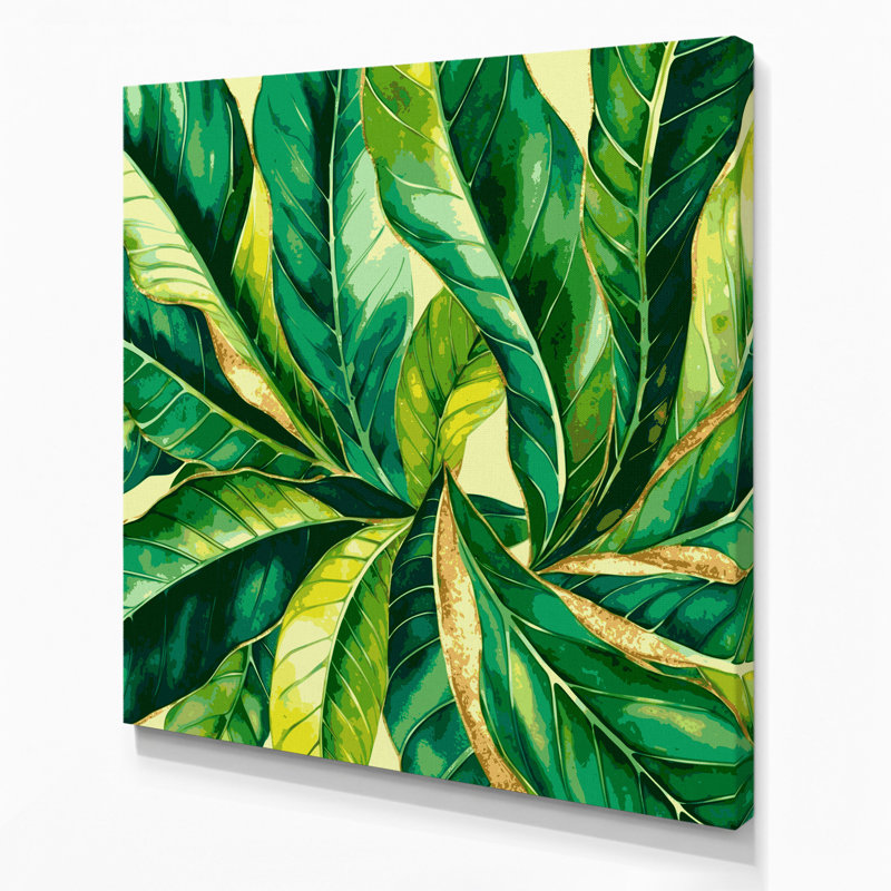 «Hawaiian Ti Leaves», art mural sur toile verte, H 12 po x l 12 po