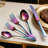 50-Piece Rainbow Stainless Steel Flatware Set For 10, Dishwasher Safe-125774384-125774387