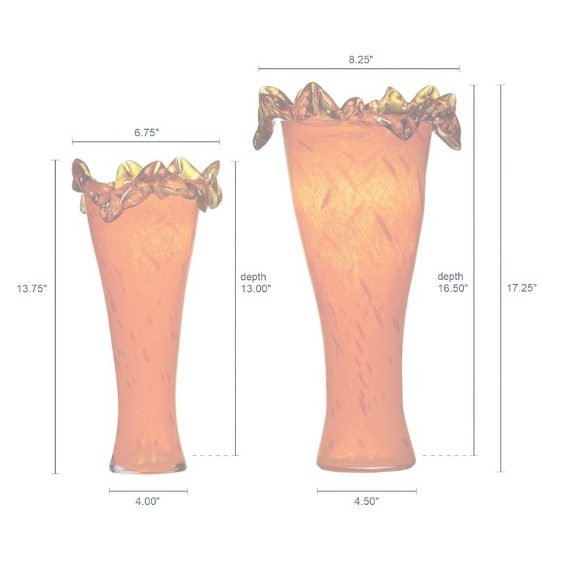 2 Piece Table Vase Set - Bright Orange
