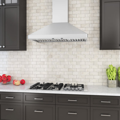 Ancona 36" Stainless Steel 600 CFM Ducted (Vented) Wall Range Hood with Baffle Filter