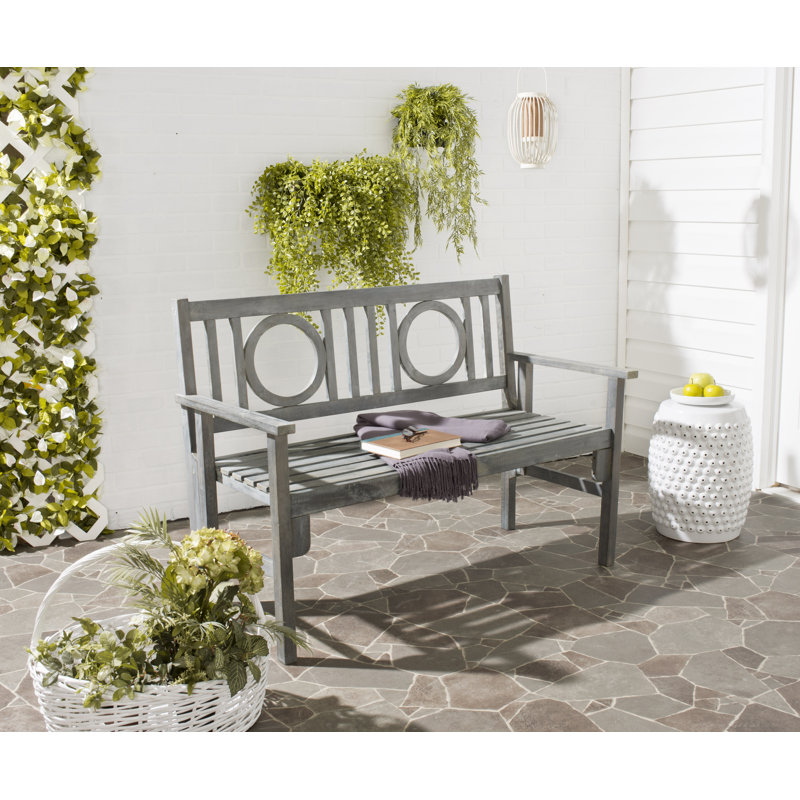 Adames Solid Wood Acacia Outdoor Bench, Ash Gray