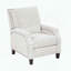 Fauteuil inclinable par pression - Tissu texturé blanc cassé - Garniture cloutée - Pieds en bois apparents