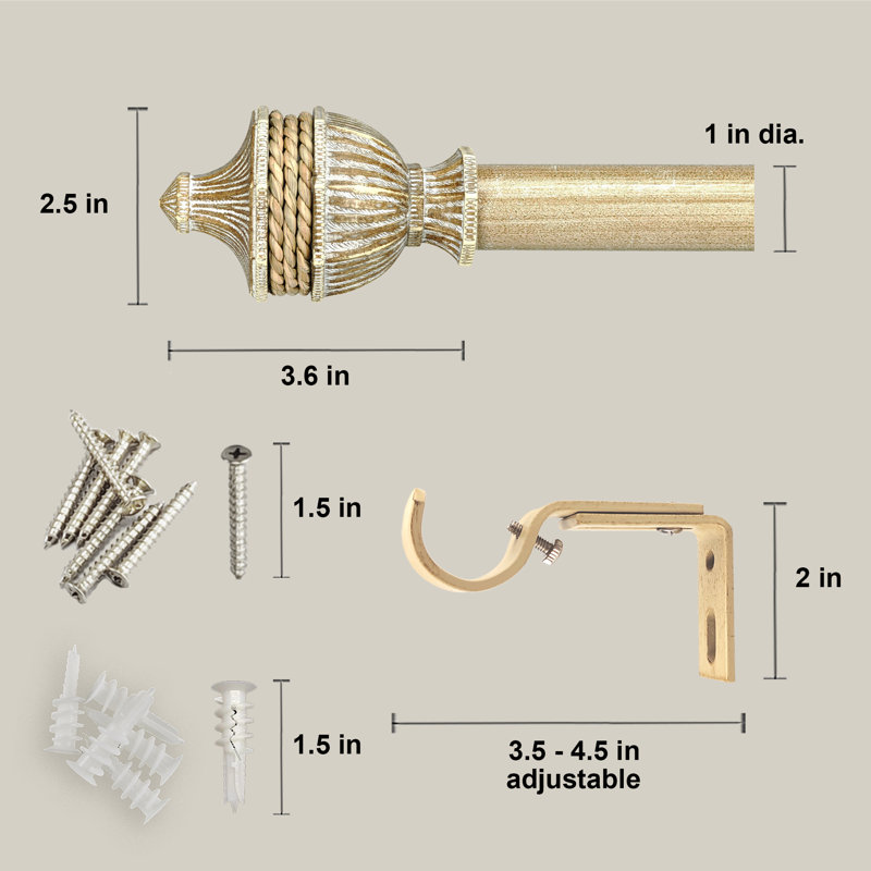 Ensemble de tringle à rideaux simple réglable, 36" - 72"