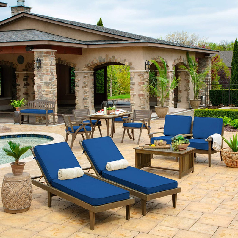 Outdoor 3.5'' Lounge Chair Cushion, Blue