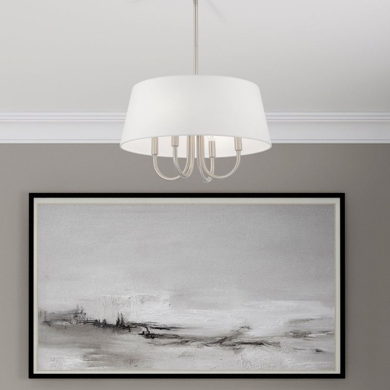 Lustre tambour 4 lumières Barbora, Nickel brossé, Vin rouge