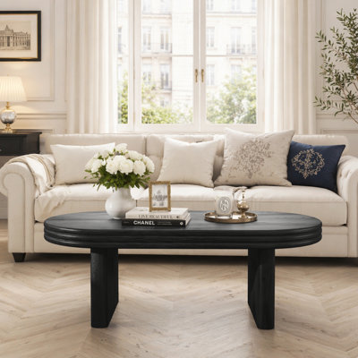 Table basse moderne cannelée ovale