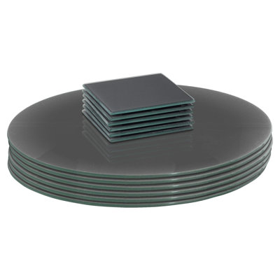 Harbour Housewares - 12pc Round Glass Placemats & Square Coasters Set - 30cm